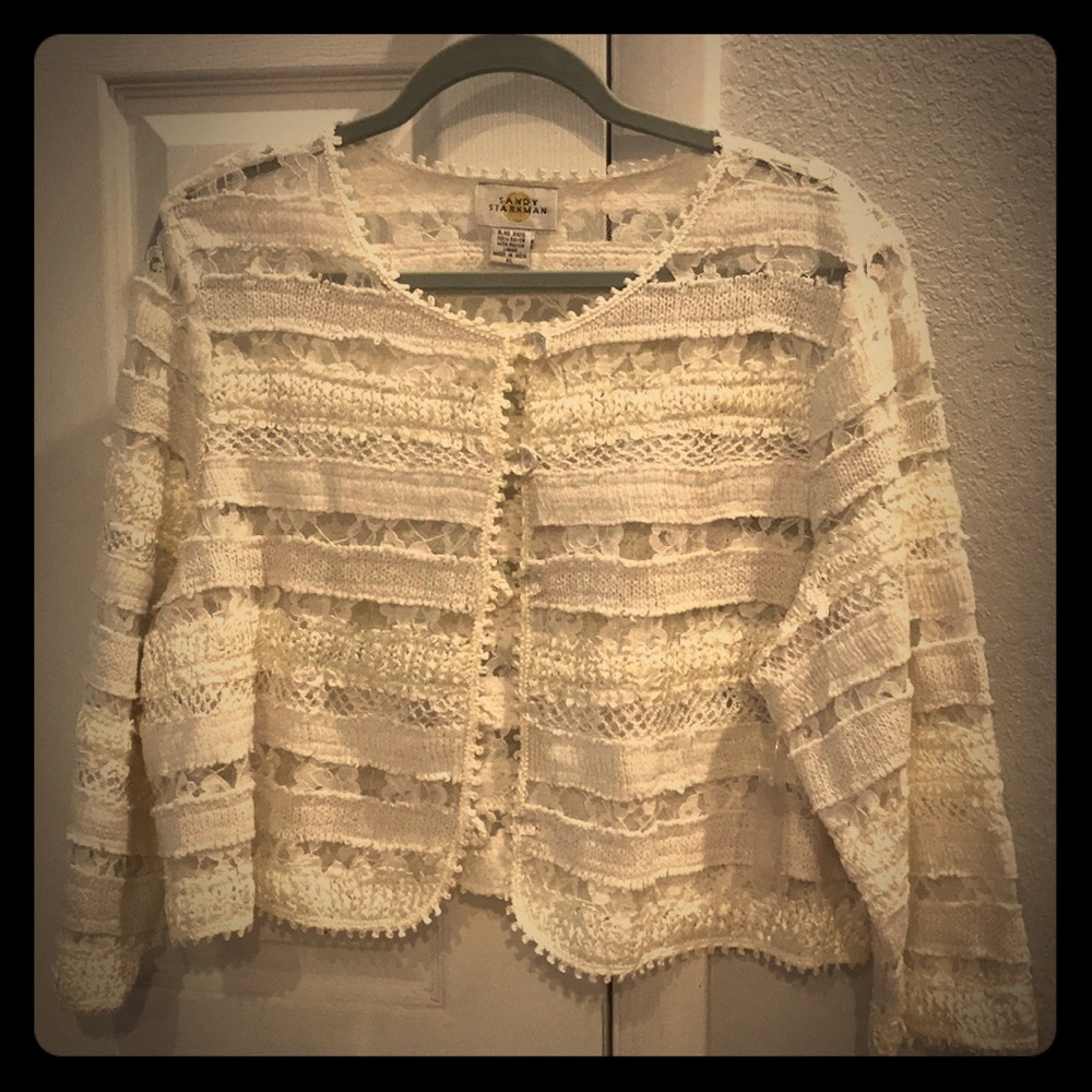 Cream & lace button up sweater by Sandv Starkman